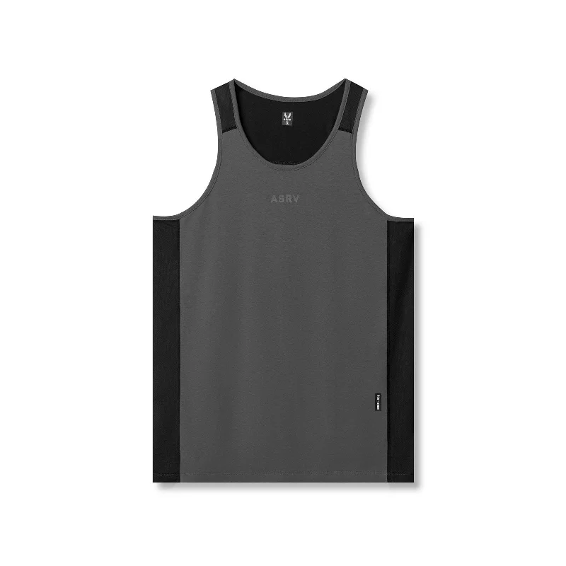 0809. Supima® Mesh Panel Training Singlet  - Space Grey