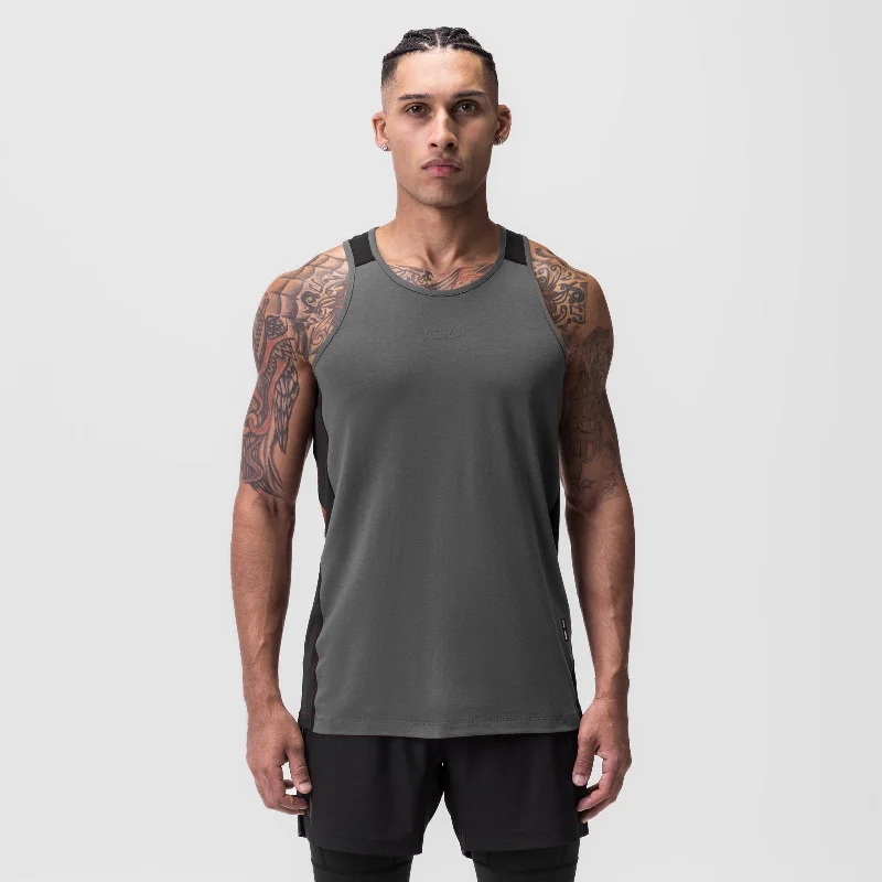 0809. Supima® Mesh Panel Training Singlet  - Space Grey