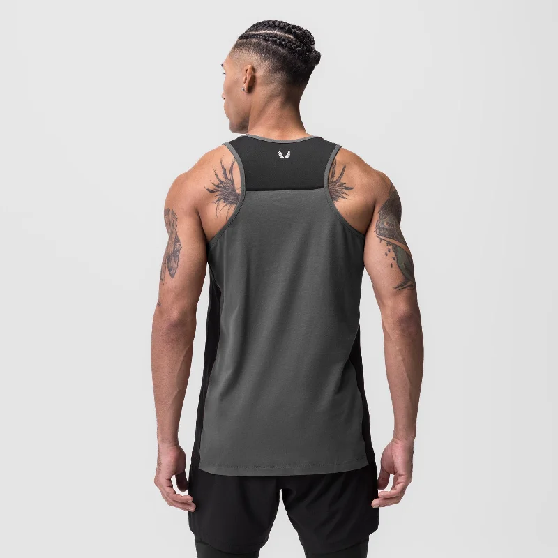 0809. Supima® Mesh Panel Training Singlet  - Space Grey