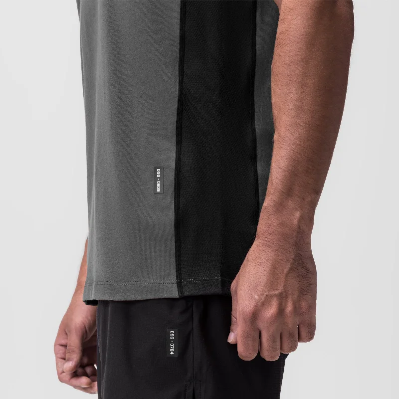 0809. Supima® Mesh Panel Training Singlet  - Space Grey