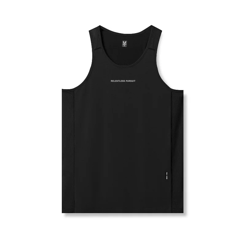 0809. Supima® Mesh Panel Training Singlet - Black ""RP""