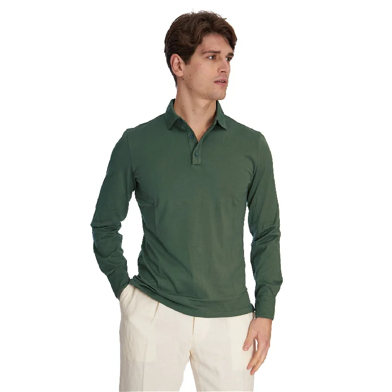 DARK GREEN LONG SLEEVE POLO SHIRT