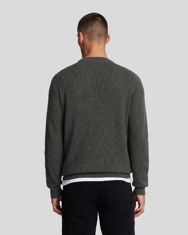 Grid Knit Crew Neck Jumper