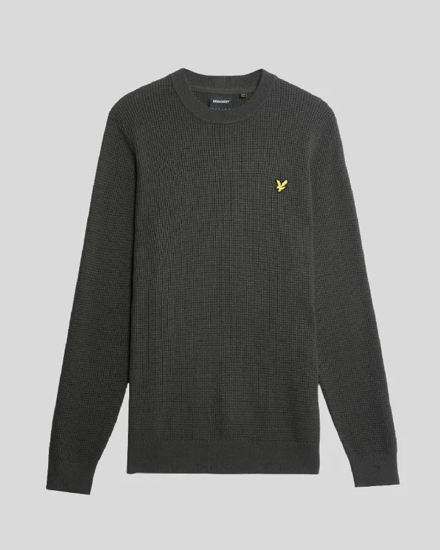 Grid Knit Crew Neck Jumper