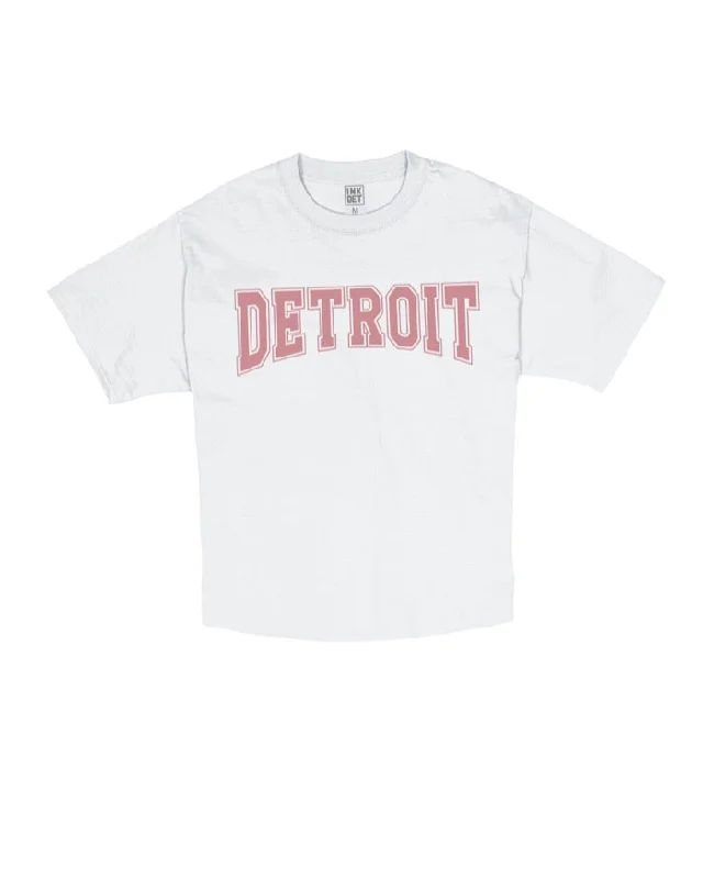 Ink Detroit Dusty Rose print Oversize Crop T-Shirt - White