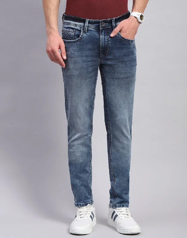 Men Blue Light Wash Skinny Fit Denim