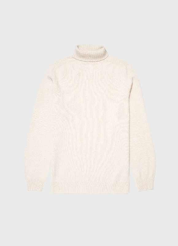 Men's Lambswool Roll Neck in Ecru