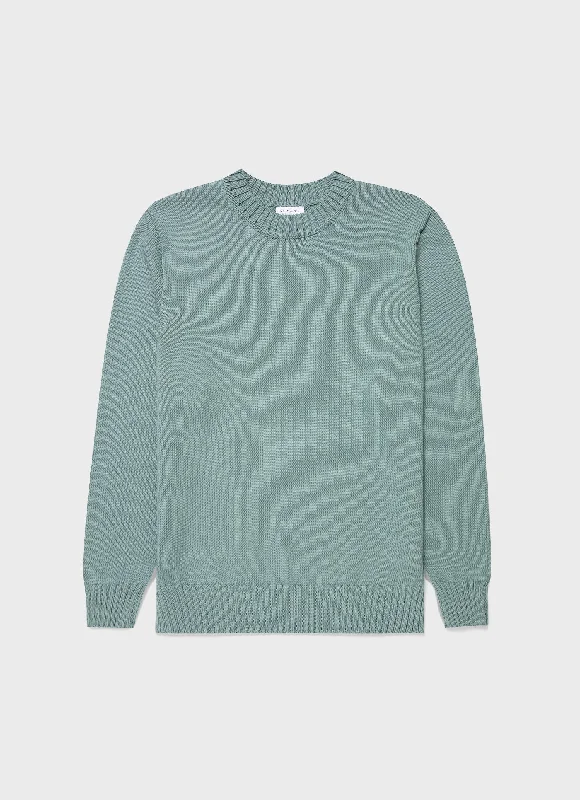 Men's Cotton Crew Neck Jumper in Smoke Green