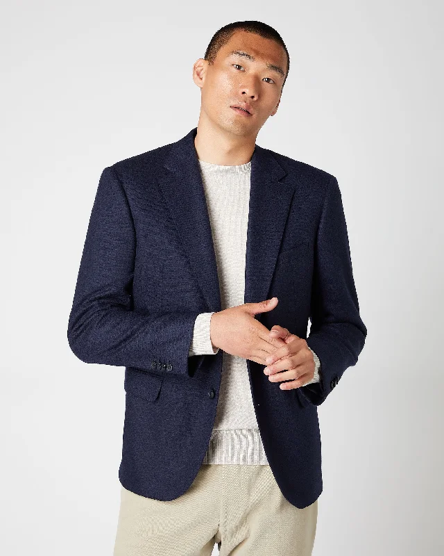 Men's Knitted Cashmere Blazer Navy Blue