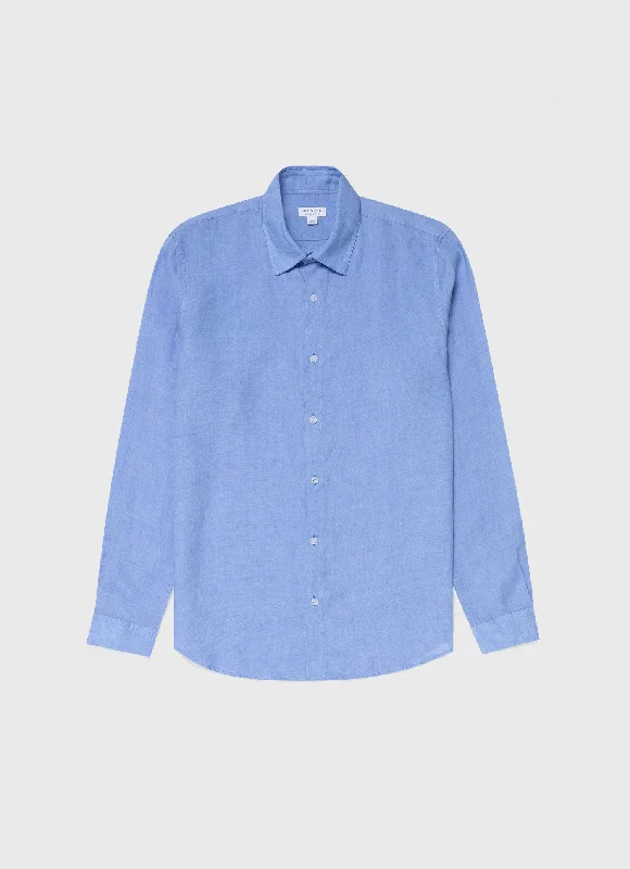 Men's Linen Shirt in Cool Blue