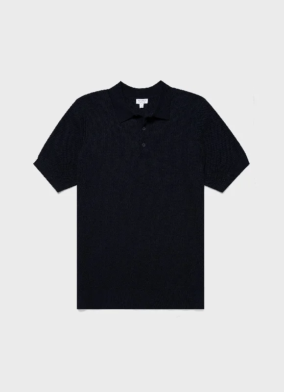 Men's Sunspel x MR PORTER Racked Stitch Polo Shirt in Navy