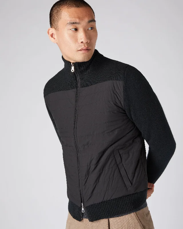 Men's Quilted Woven Mix Jacket Black