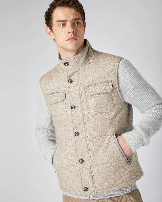 Men's Rib Sleeve Woven Jacket Light Brown