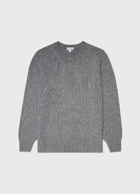 Men's Roxburgh Cashmere Jumper in Mid Grey Melange