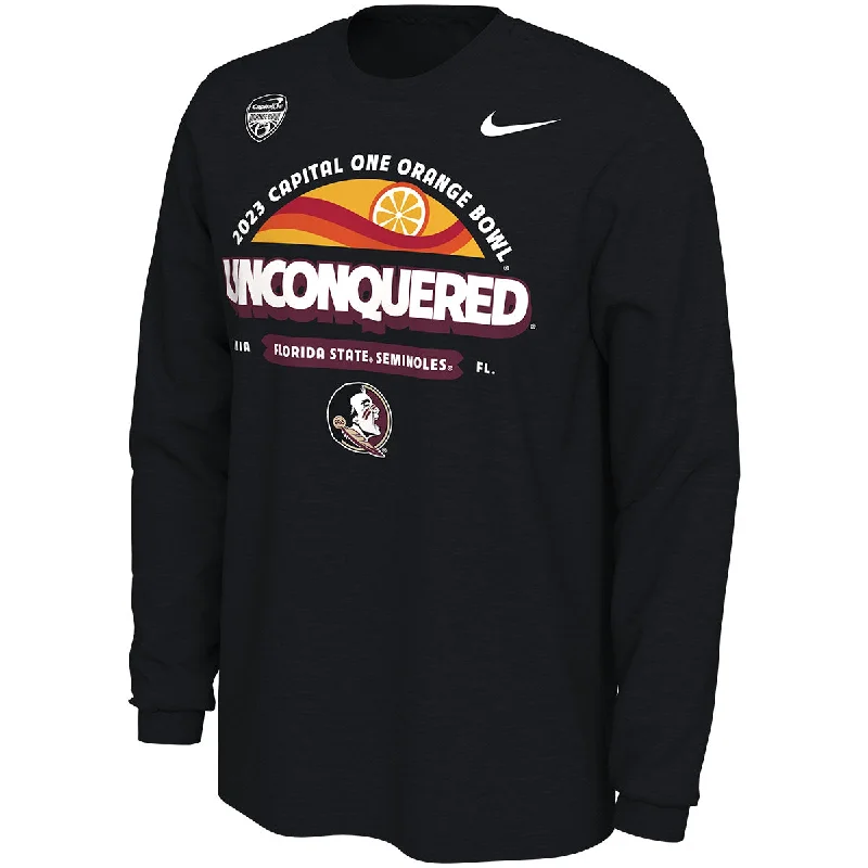 Nike Men's Florida State Seminoles Orange Bowl Unconquered Design Long Sleeve T-shirt - Black