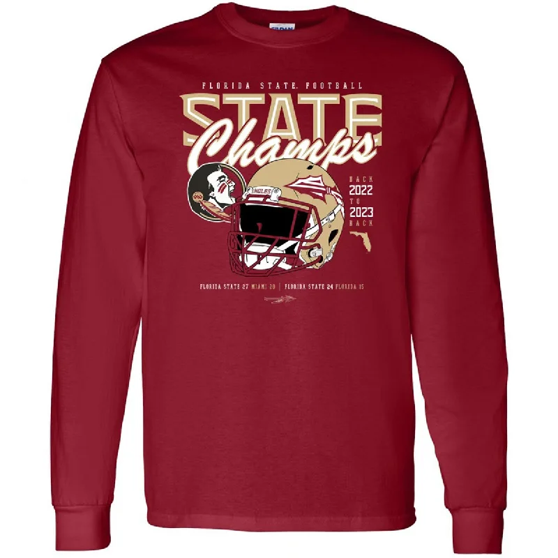 Ragz Men's Florida State Seminoles 2023 State Champs Design Long Sleeve T-shirt - Garnet