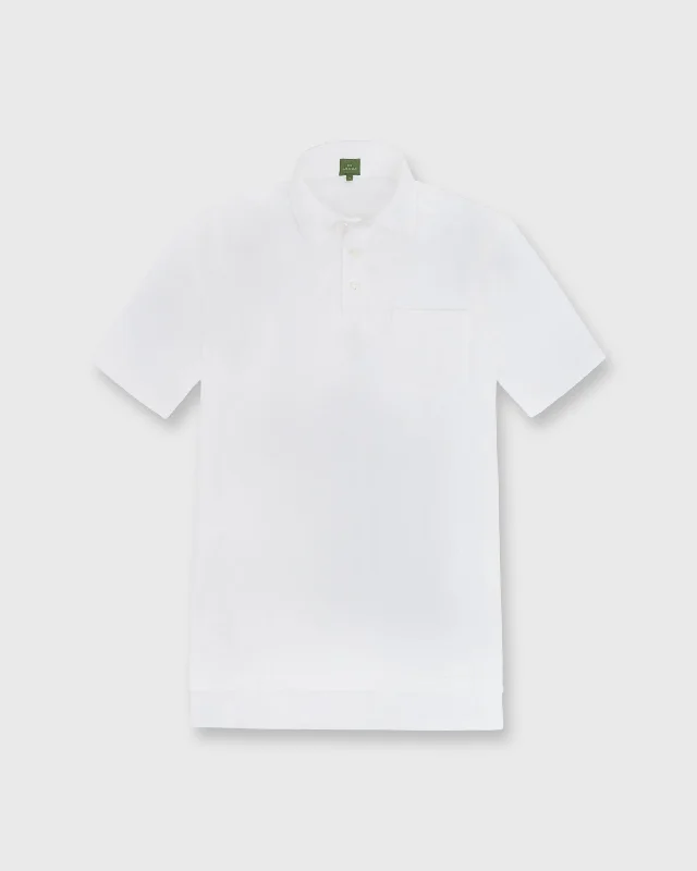 Short-Sleeved Polo in White Pima Pique