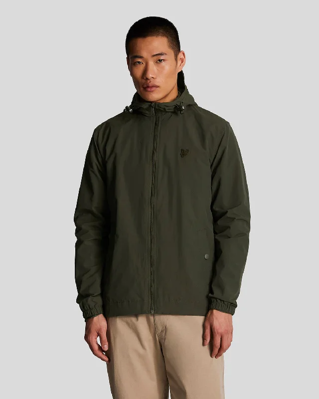 Tonal Eagle Zip Through Hooded Jacket