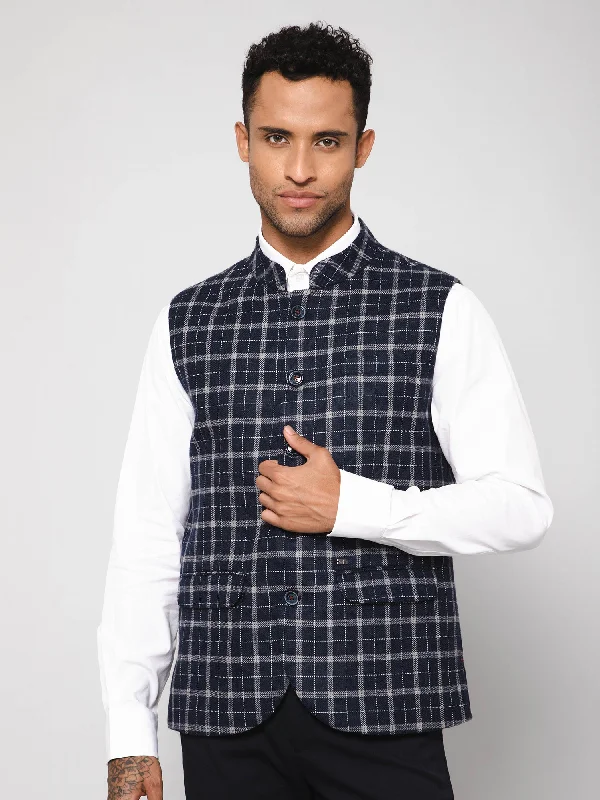 Cantabil Men Navy Waist Coat