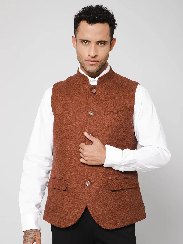 Cantabil Men Rust Waist Coat