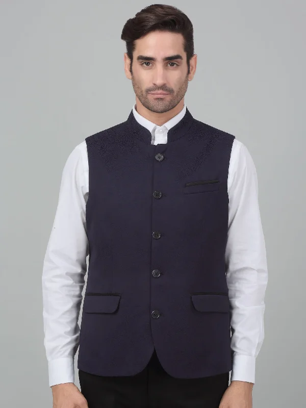 Cantabil Men's Purple Self Design Party Wear Waistcoat